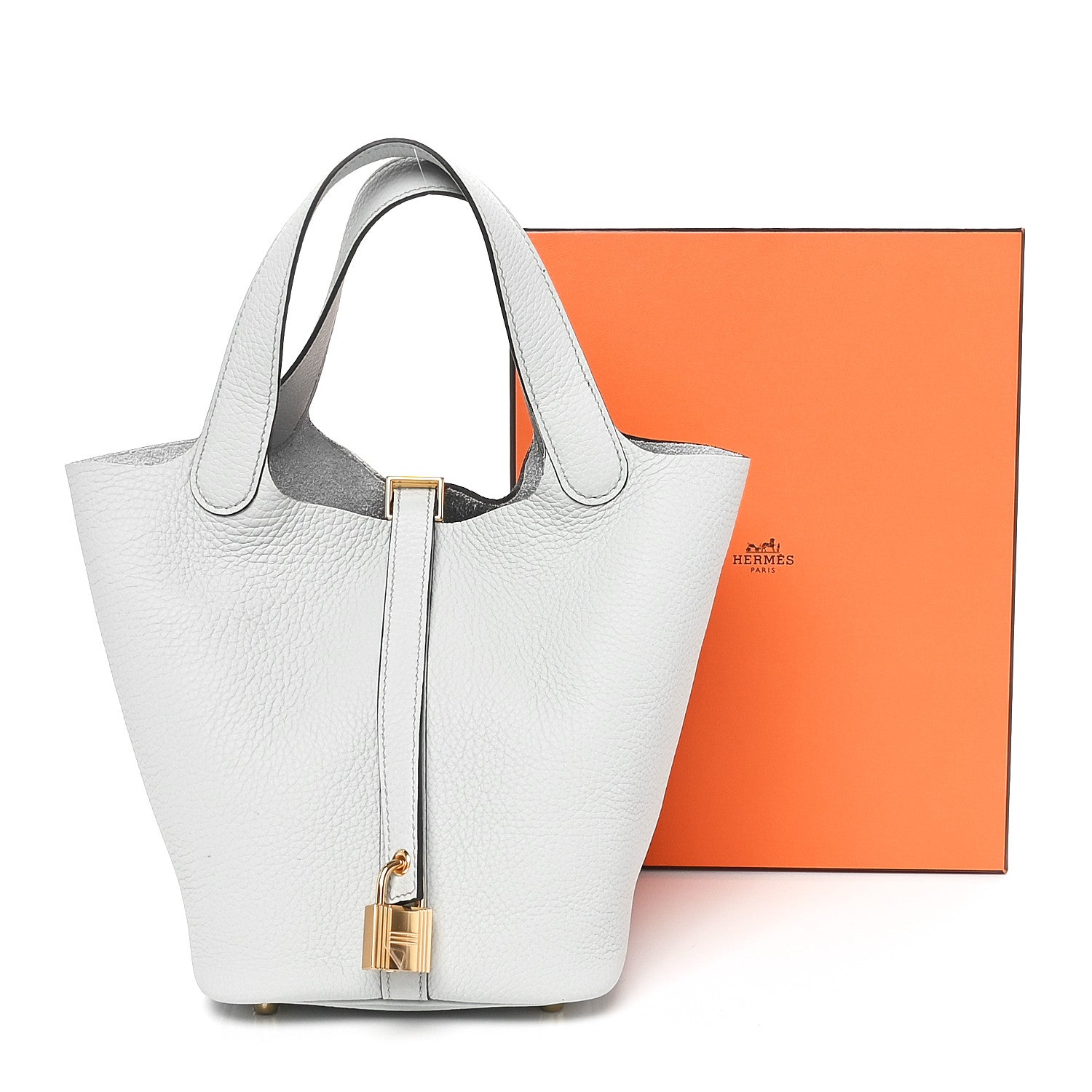 Hermes Taurillon Clemence Picotin Lock 18 PM Bleu Pale 11 of 11