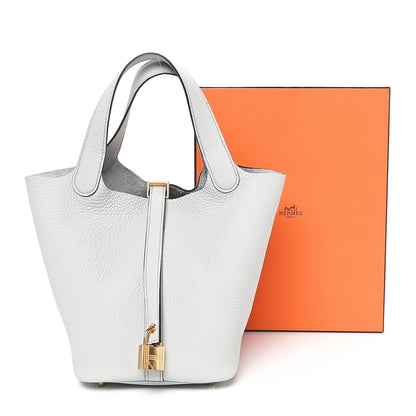 Hermes Taurillon Clemence Picotin Lock 18 PM Bleu Pale 11 of 11