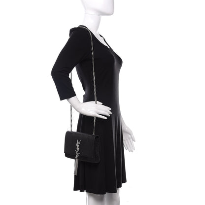 Saint Laurent Calfskin Lizard Embossed Small Classic Monogram Kate Tassel Satchel Black 2 of 9