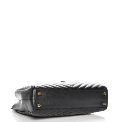 Saint Laurent Grain De Poudre Matelasse Chevron Monogram Shopping Bag Black 5 of 13