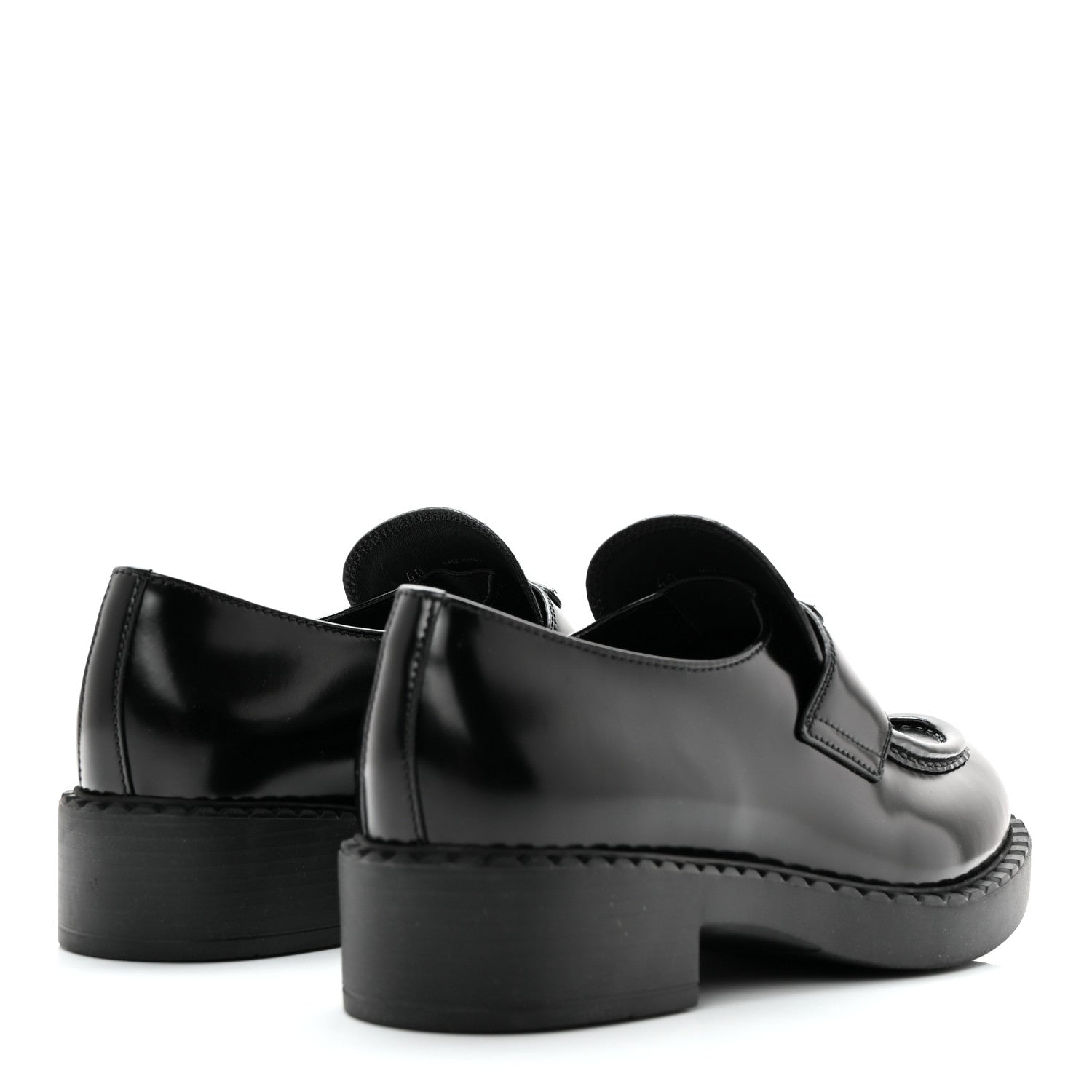 Prada Spazzolato Metal Triangle Logo 50mm Loafers 40 Black 4 of 11