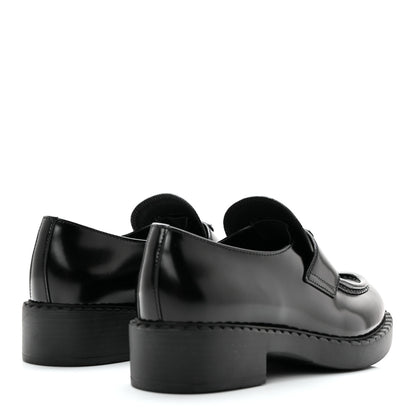 Prada Spazzolato Metal Triangle Logo 50mm Loafers 40 Black 4 of 11