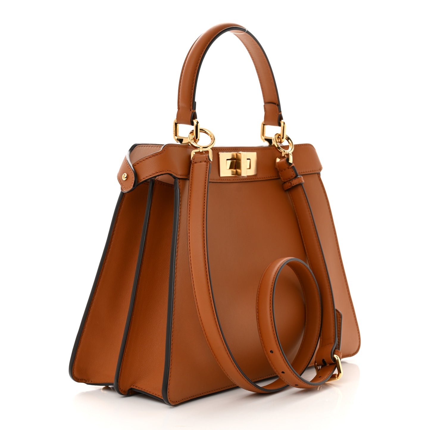 Vitello Seta Shiny Nappa Medium Peekaboo I SEE U Satchel Brandy Light Rose