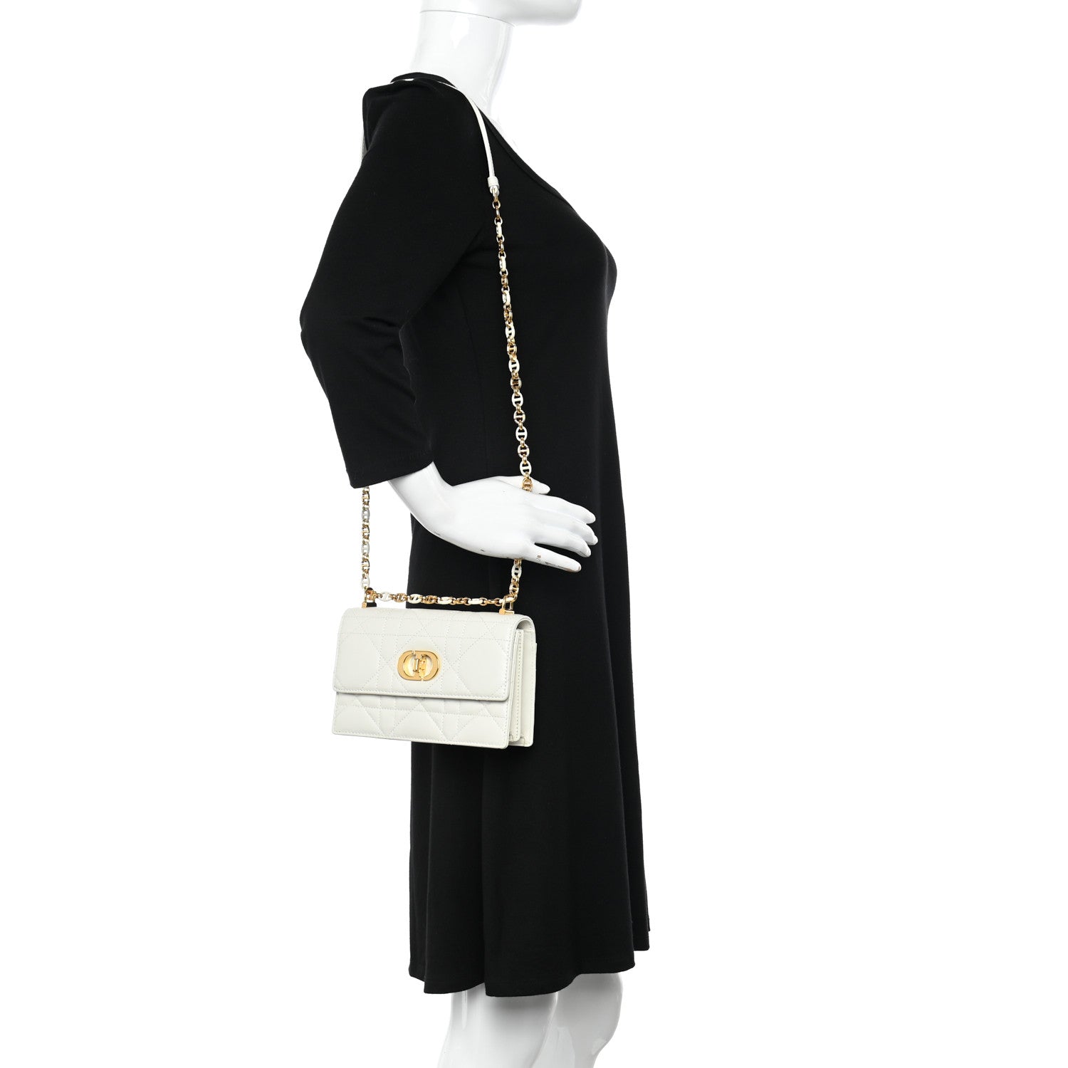 Christian Dior Lambskin Macrocannage Mini Miss Caro Bag Latte 2 of 14