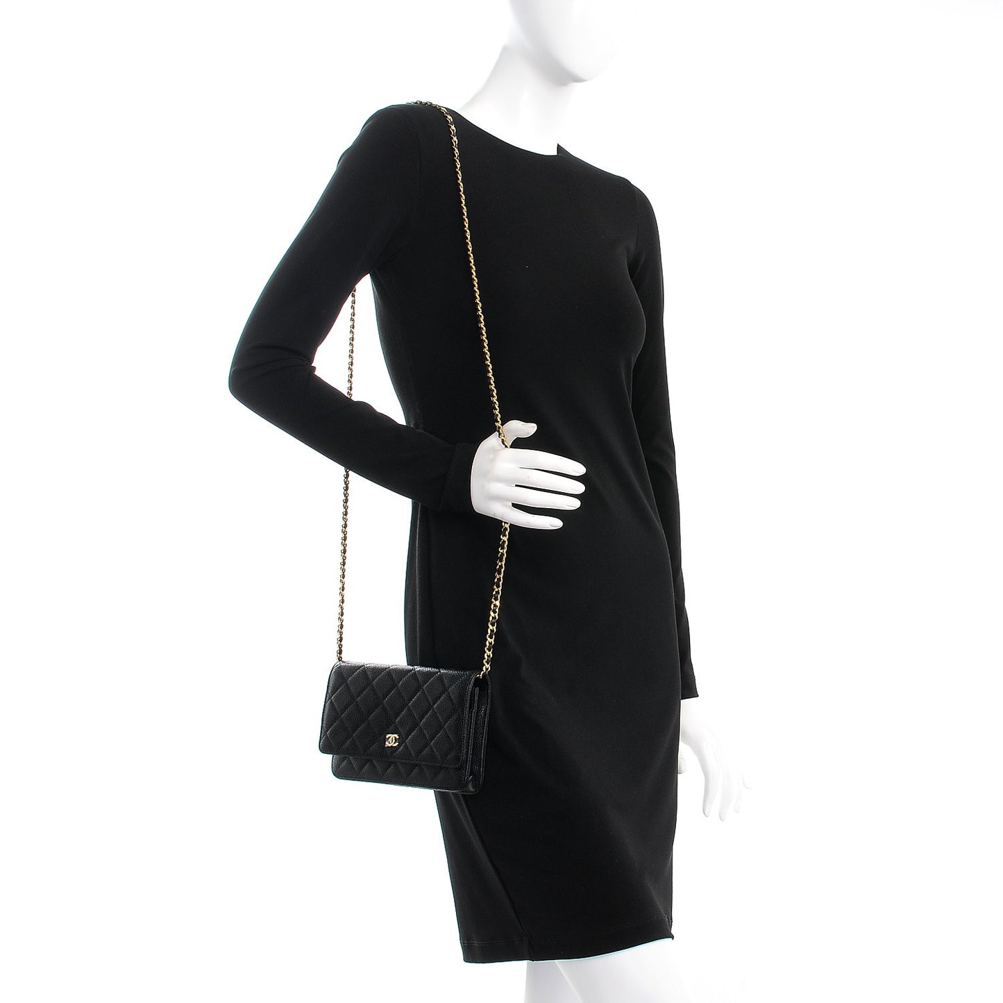 Caviar Quilted Wallet On Chain WOC Black