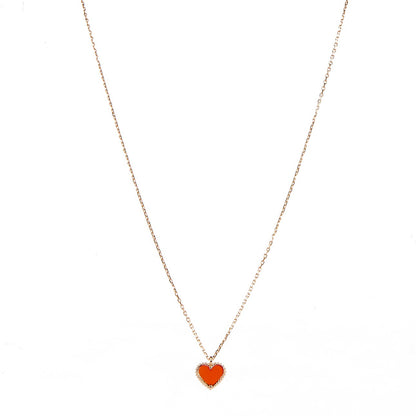Van Cleef & Arpels 18K Rose Gold Carnelian Sweet Alhambra Heart Pendant Necklace 1 of 7