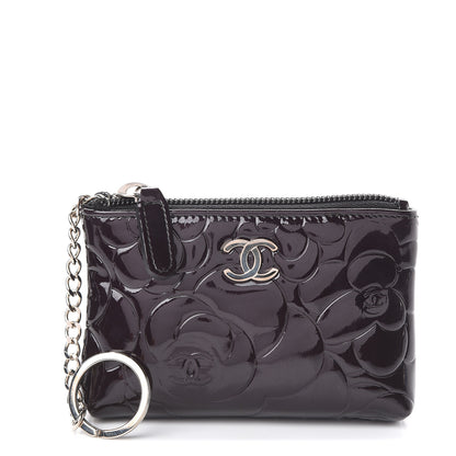 Chanel Patent Camellia Embossed Key Holder Case Black 1 of 5