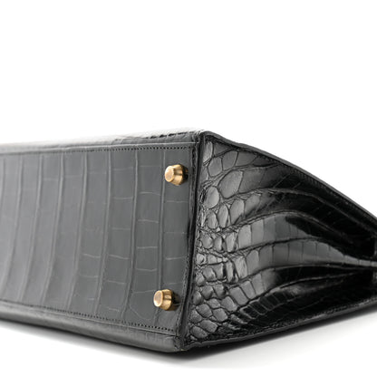 Hermes Shiny Alligator Kelly Sellier 28 Black 10 of 13
