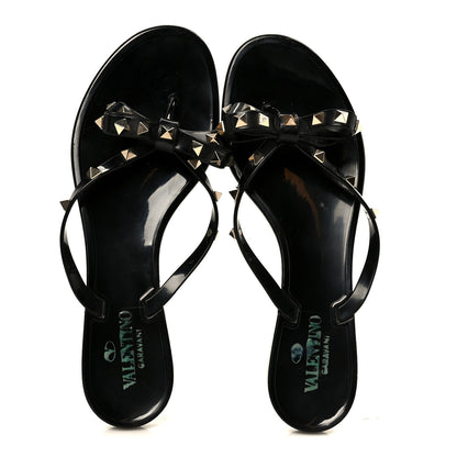 Valentino Garavani PVC Jelly Rockstud Bow Thong Sandals 41 Black 2 of 8