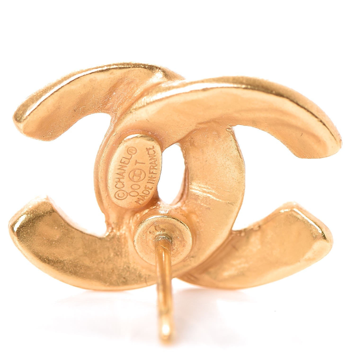 Chanel Textured CC Earrings Gold 4 of 4