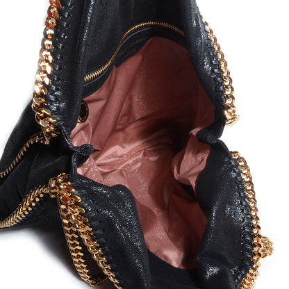 Stella McCartney Faux Leather Shaggy Deer Falabella Fold Over Tote Black 8 of 8