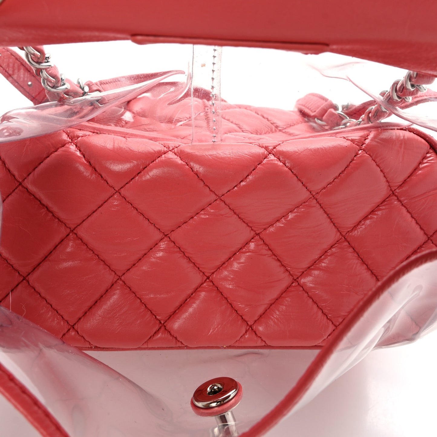 Crumpled Calfskin PVC Quilted Backpack Pink