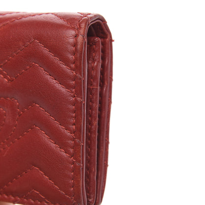 Gucci Calfskin Matelasse GG Marmont Card Case Wallet Hibiscus Red 13 of 15