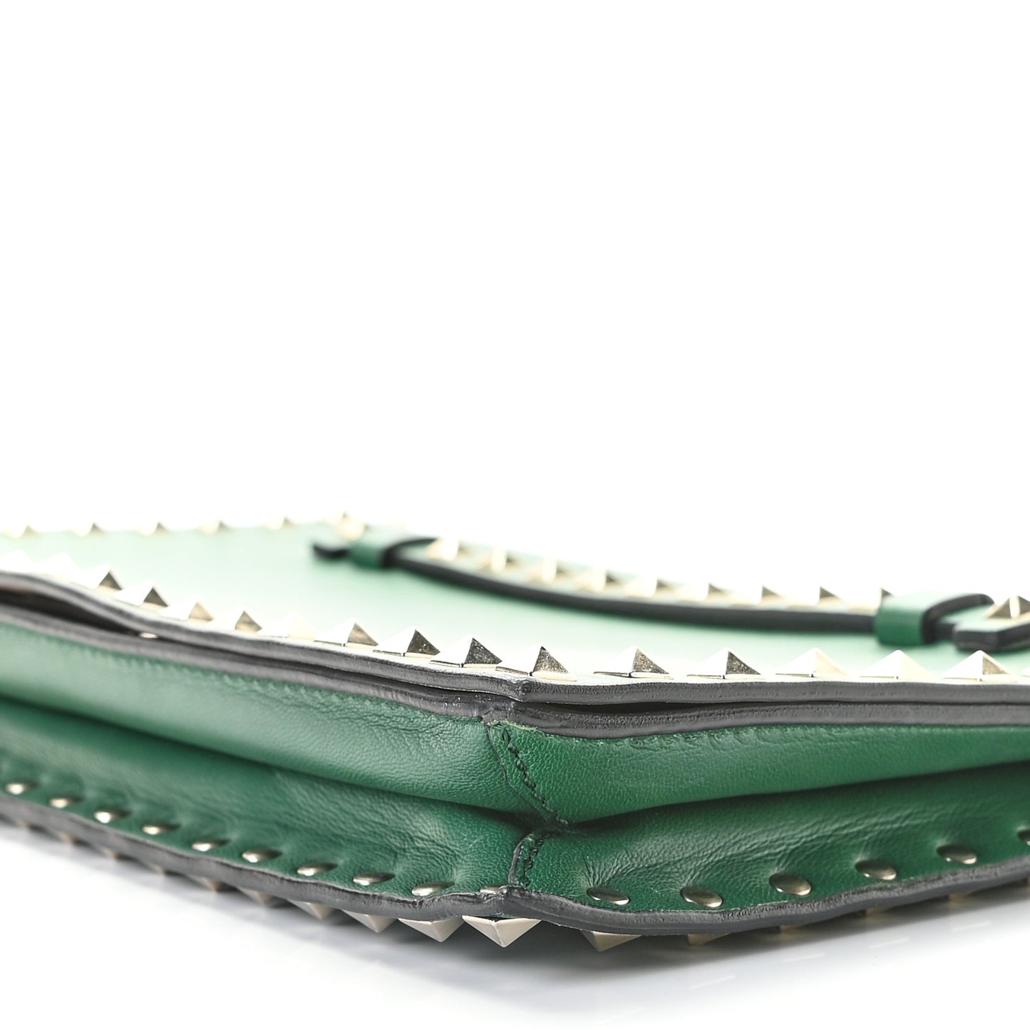 Nappa Rockstud Wristlet Clutch Green