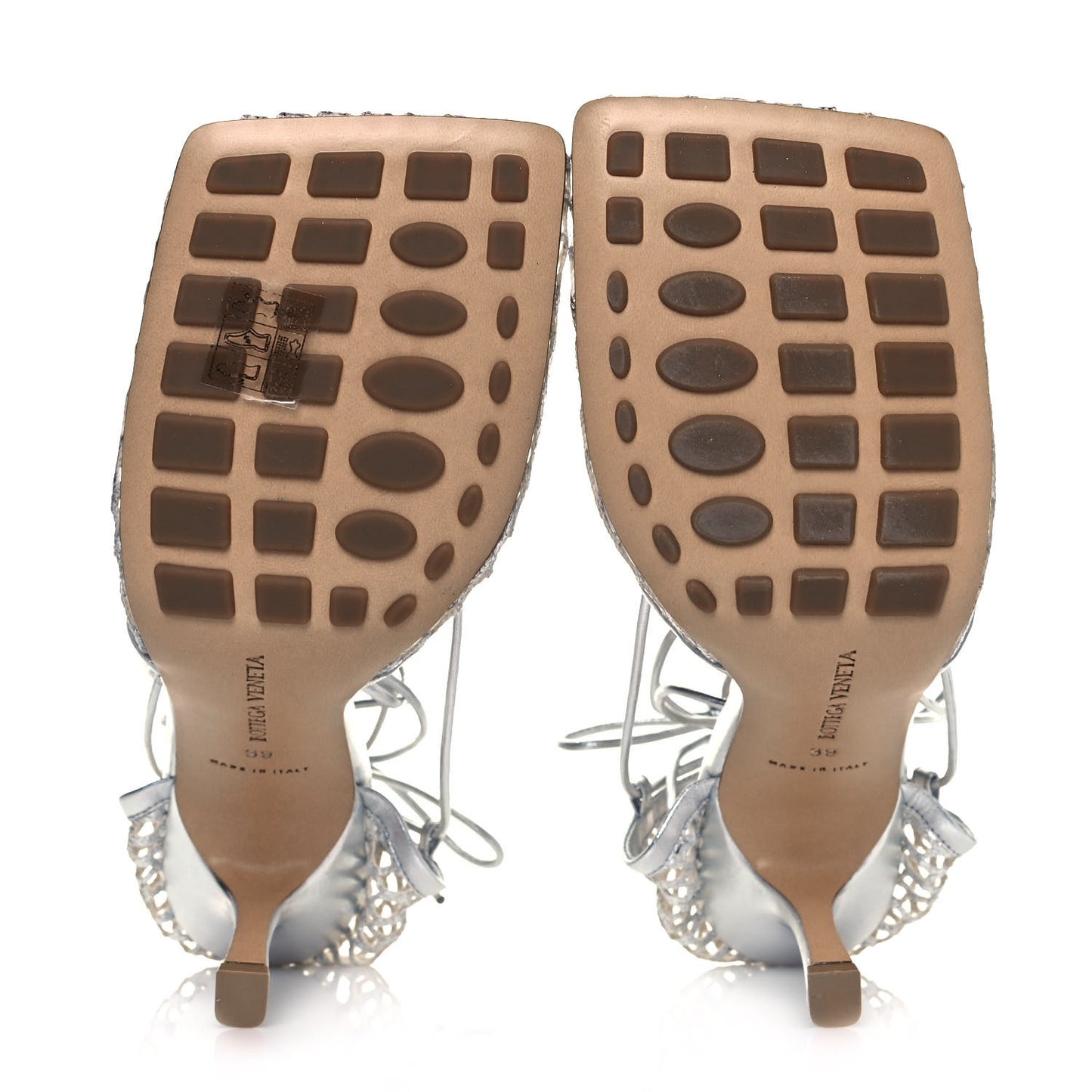 Mesh Metallic Nappa Stretch Ankle Tie Sandals 39 Silver