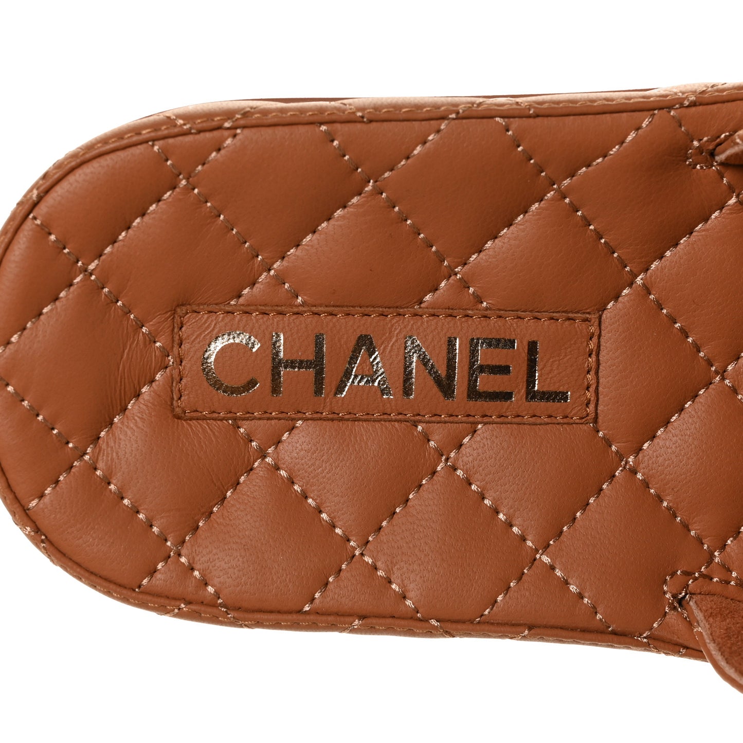 Lambskin Quilted CC Mules Sandals 35 Brown
