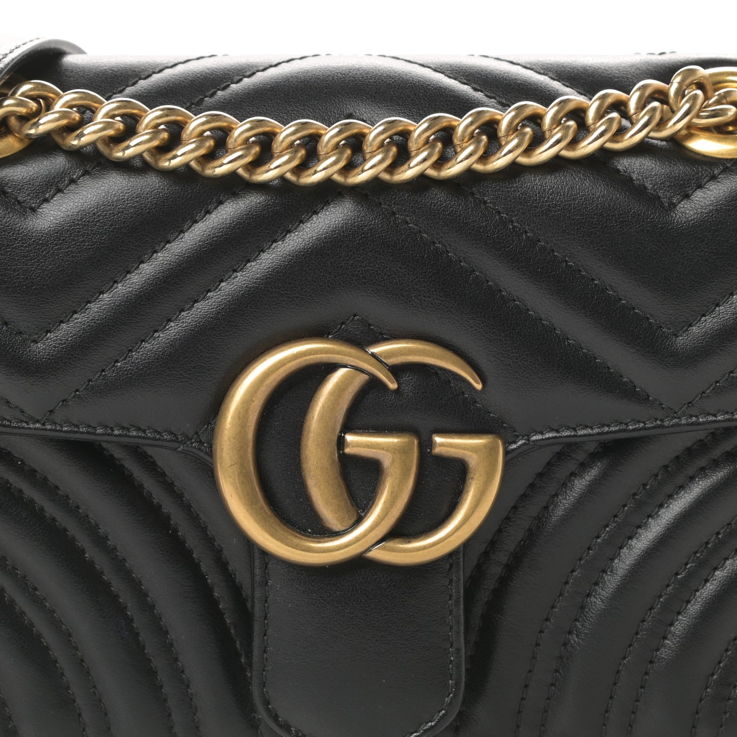 Calfskin Matelasse Mini GG Marmont Shoulder Bag Black