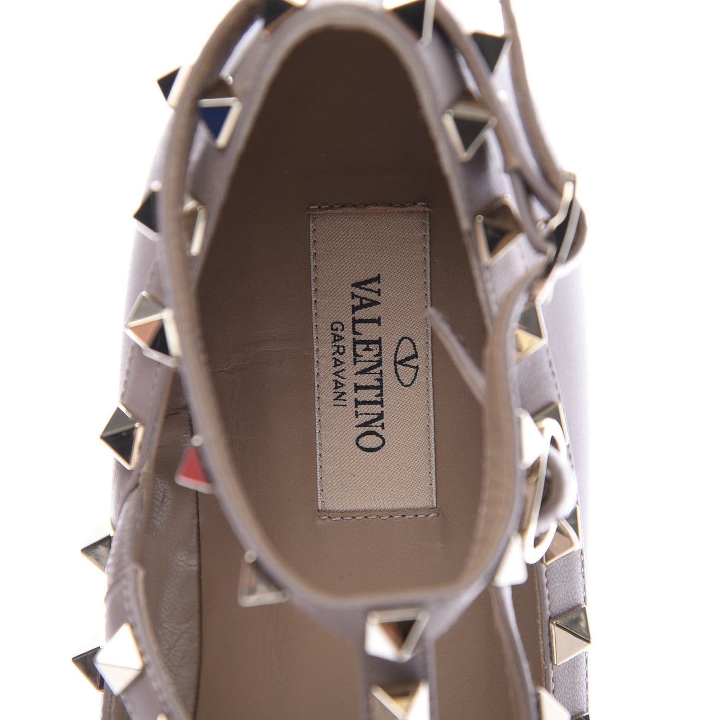 Nappa Rockstud Cage Ballerina Flats 39 Poudre
