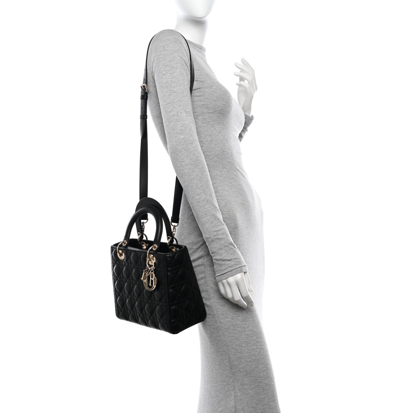 Lambskin Cannage Medium Lady Dior Black