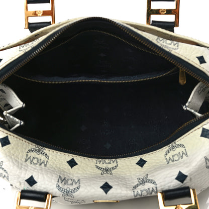 MCM Visetos Boston Satchel White 4 of 10