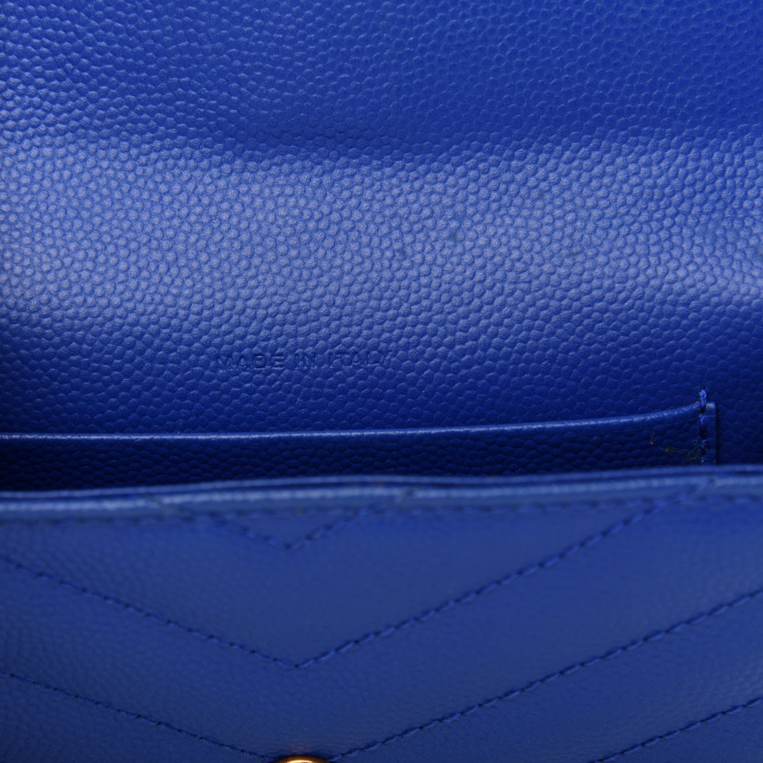 Saint Laurent Grain De Poudre Matelasse Chevron Small Monogram Envelope Wallet Royal Blue 7 of 7