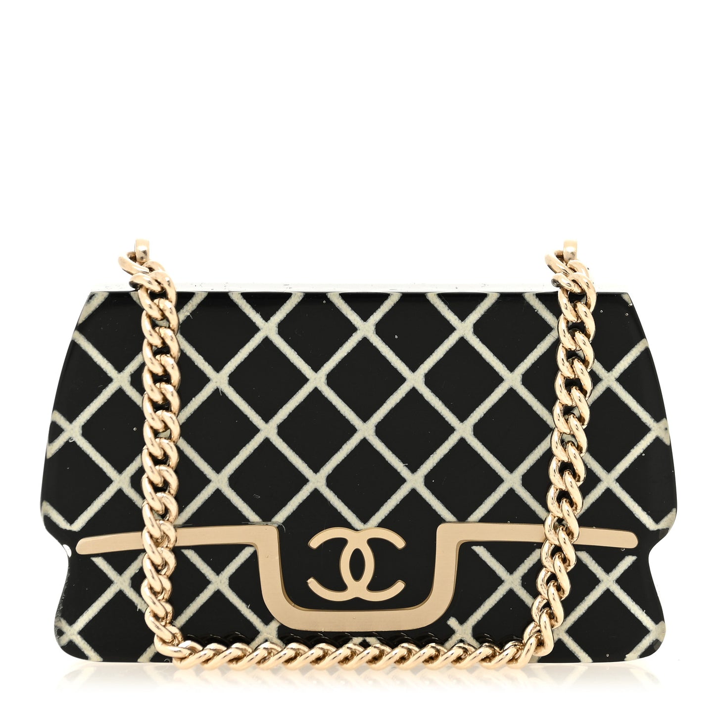Resin Flap Bag Brooch Gold Black White