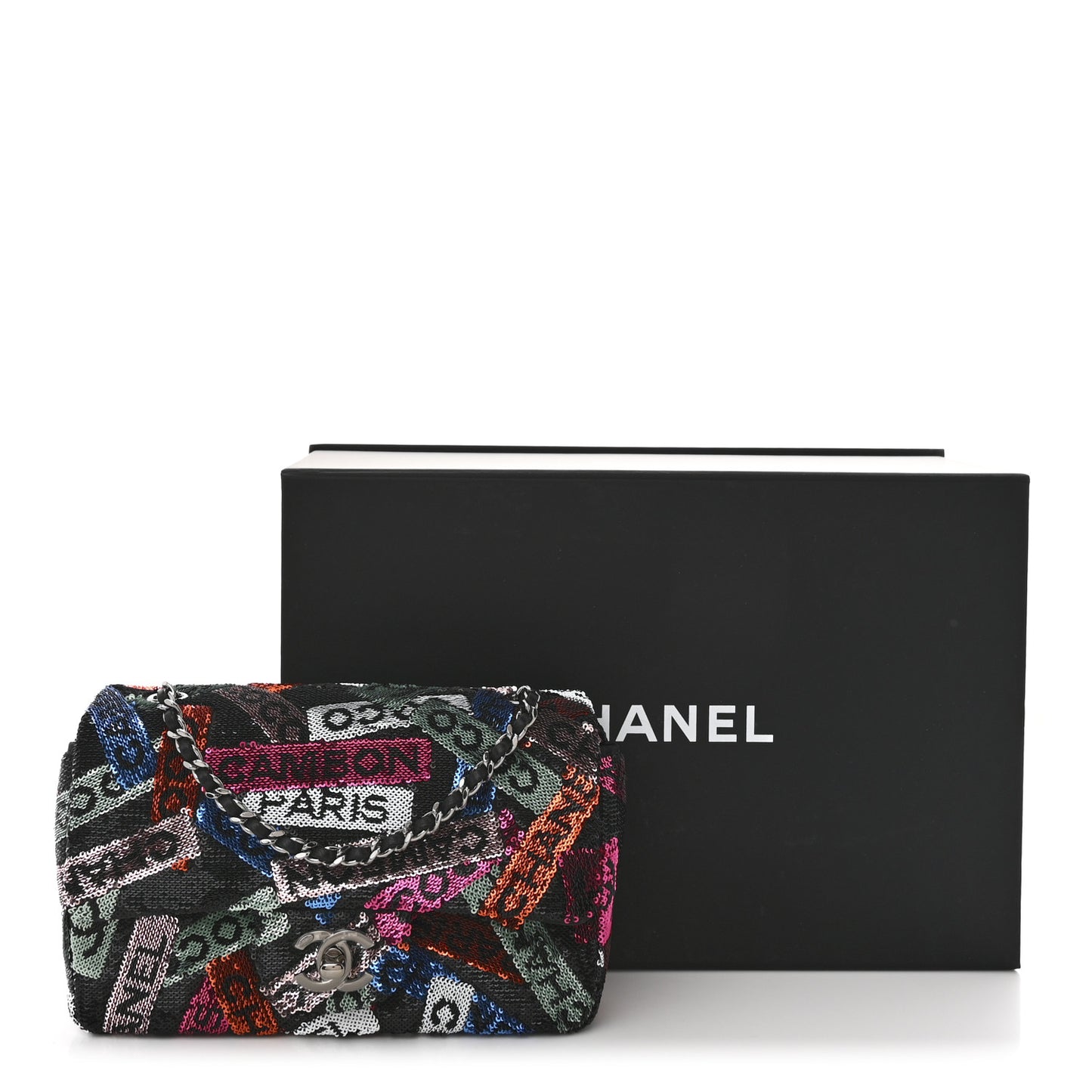 Sequin Logo Small Flap Ruthenium Multicolor