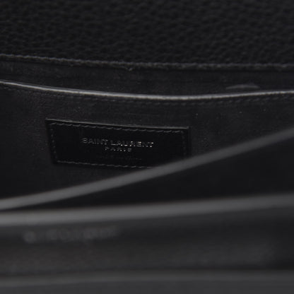 Saint Laurent Grained Calfskin Medium Monogram Sunset Satchel Black 6 of 9