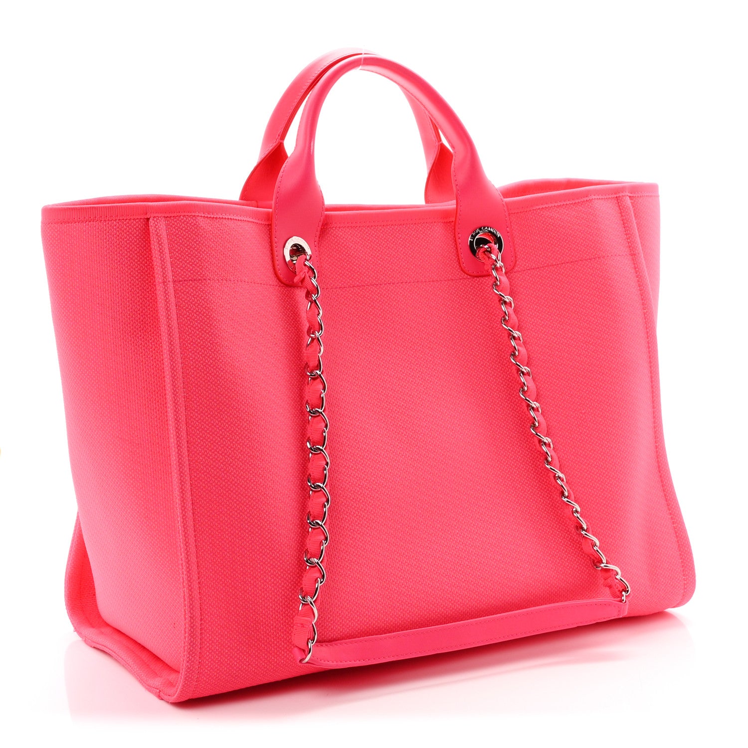 Chanel Mixed Fibers Calfskin Medium Deauville Tote Pink Orange 4 of 12