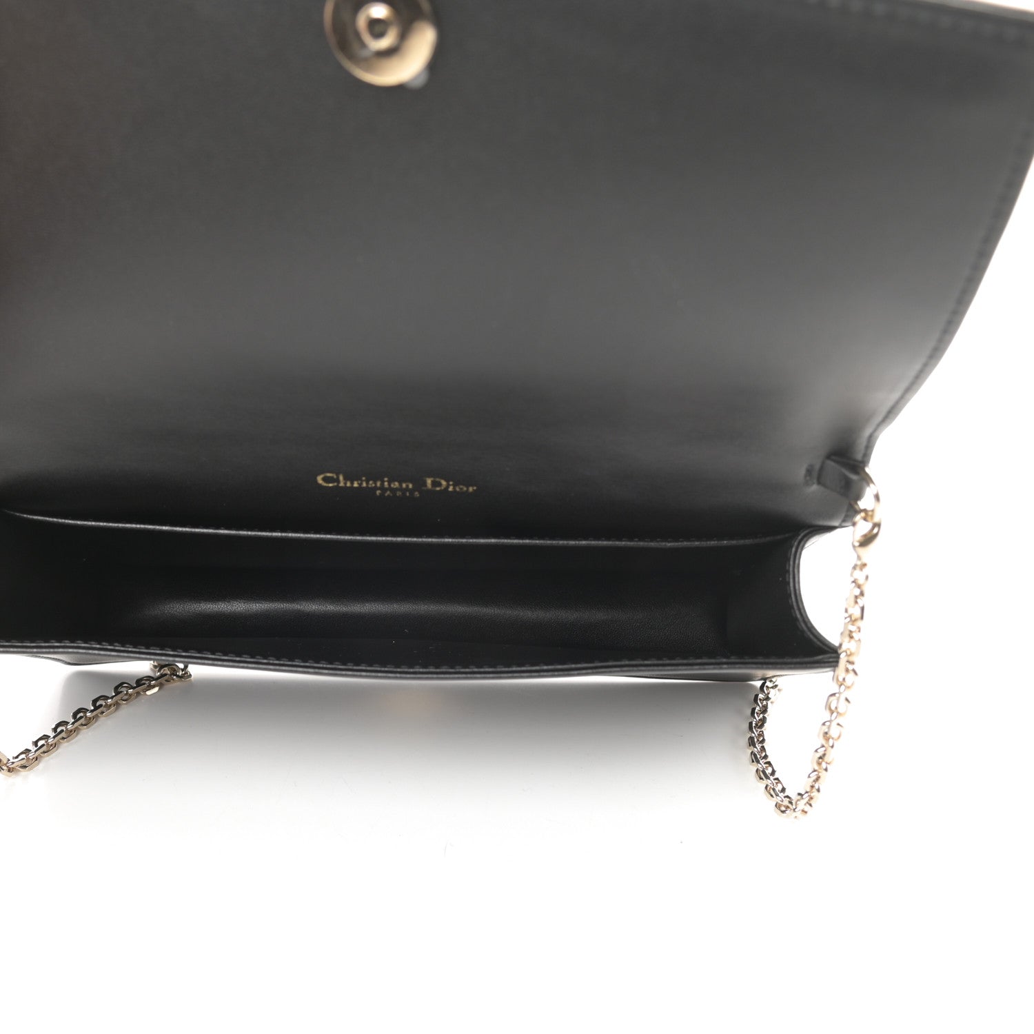 Christian Dior Lambskin Cannage Lady Dior Chain Wallet Black 7 of 13