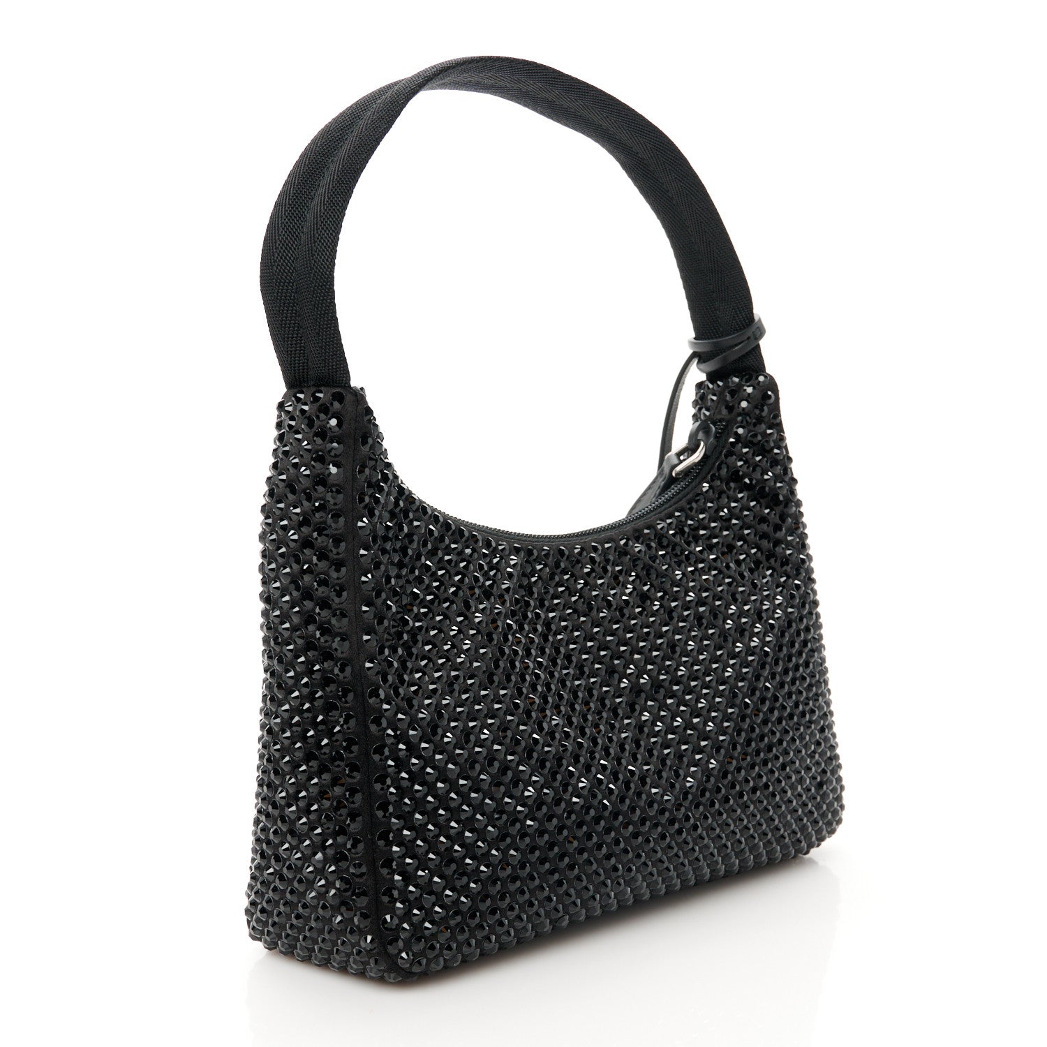Prada Satin Crystal Mini Re-Edition 2000 Bag Black 3 of 11