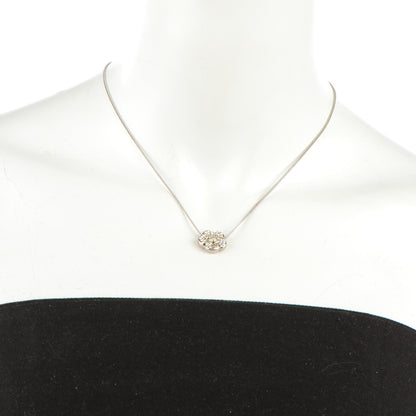 Chanel Crystal Camellia CC Necklace Silver 2 of 6