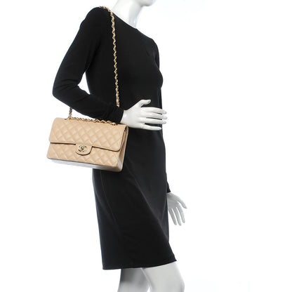 Chanel Caviar Quilted Medium Double Flap Light Beige 2 of 8