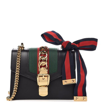 Gucci Calfskin Mini Sylvie Chain Shoulder Bag Black 1 of 9