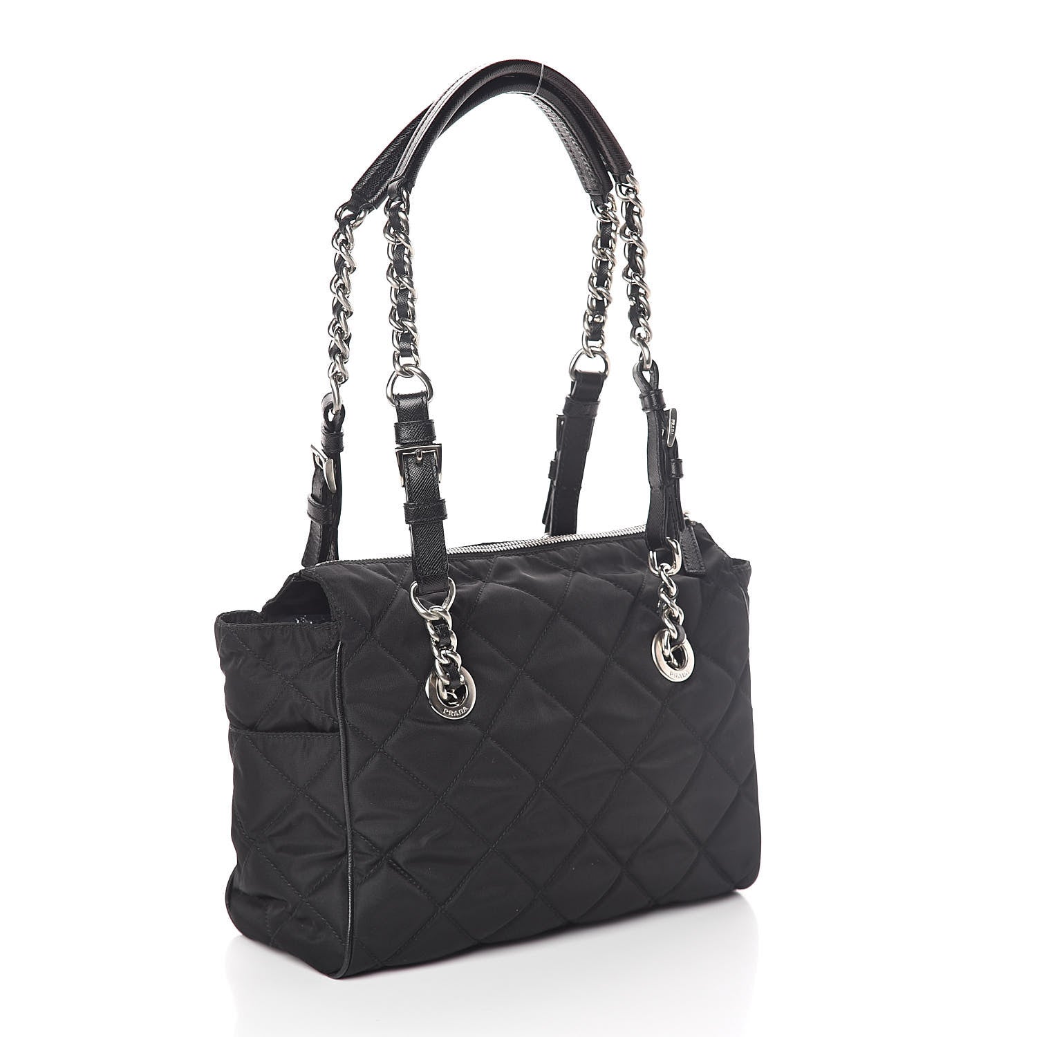 Prada Nylon Tessuto Impuntu Quilted Shoulder Bag Black 3 of 9