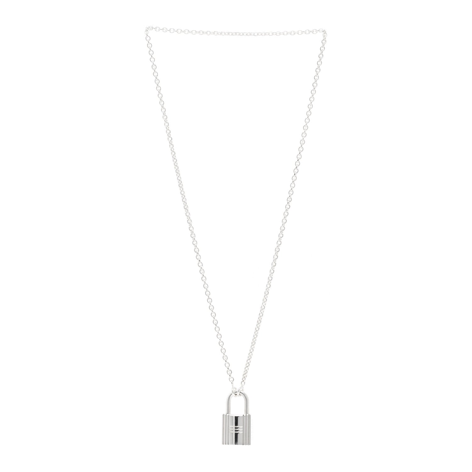 Hermes Sterling Silver Amulette Cadenas Kelly Pendant Necklace 3 of 5