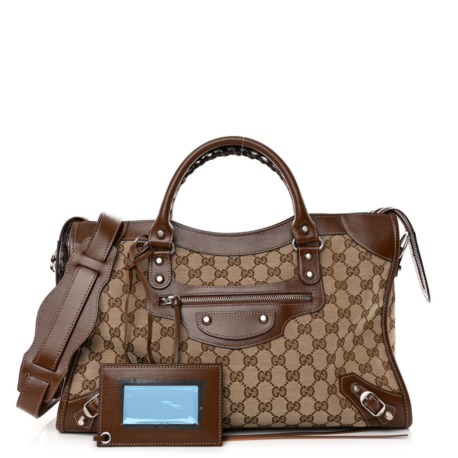 Balenciaga X GUCCI GG Monogram Azalea Calfskin Neo Classic Silver Hardware Medium City Beige Ebony Brown Sugar 1 of 9