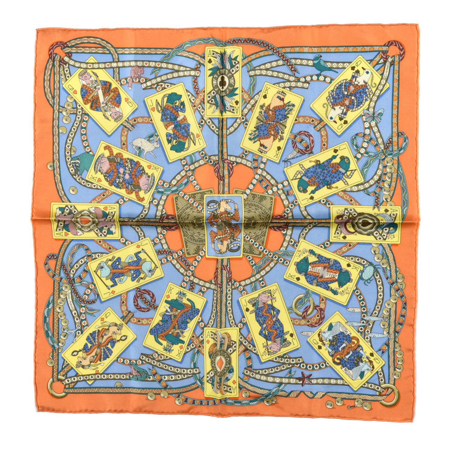 Hermes Silk Twill Dame de Coeur Pocket Square Scarf 1 of 4