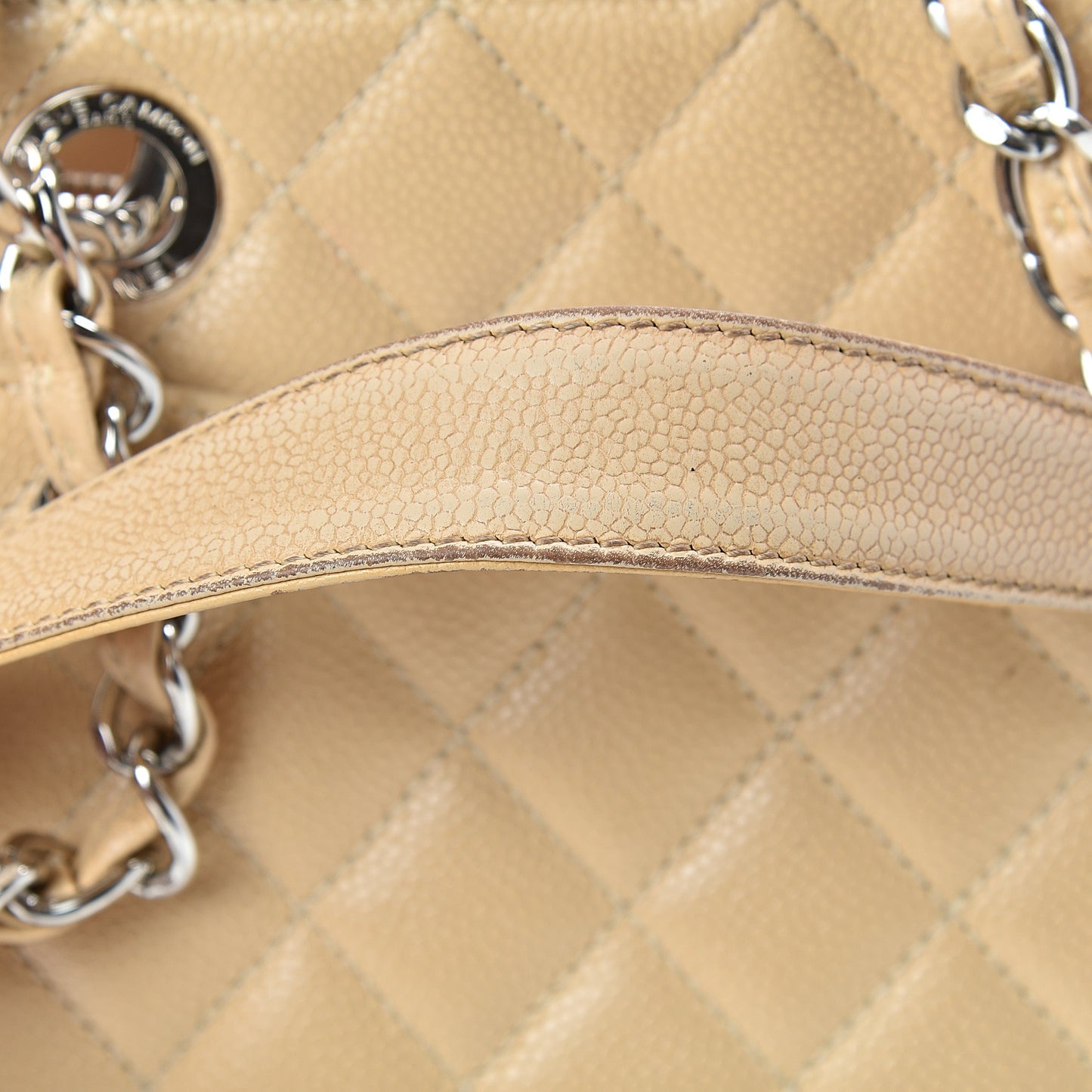 Caviar Quilted Grand Shopping Tote GST Beige