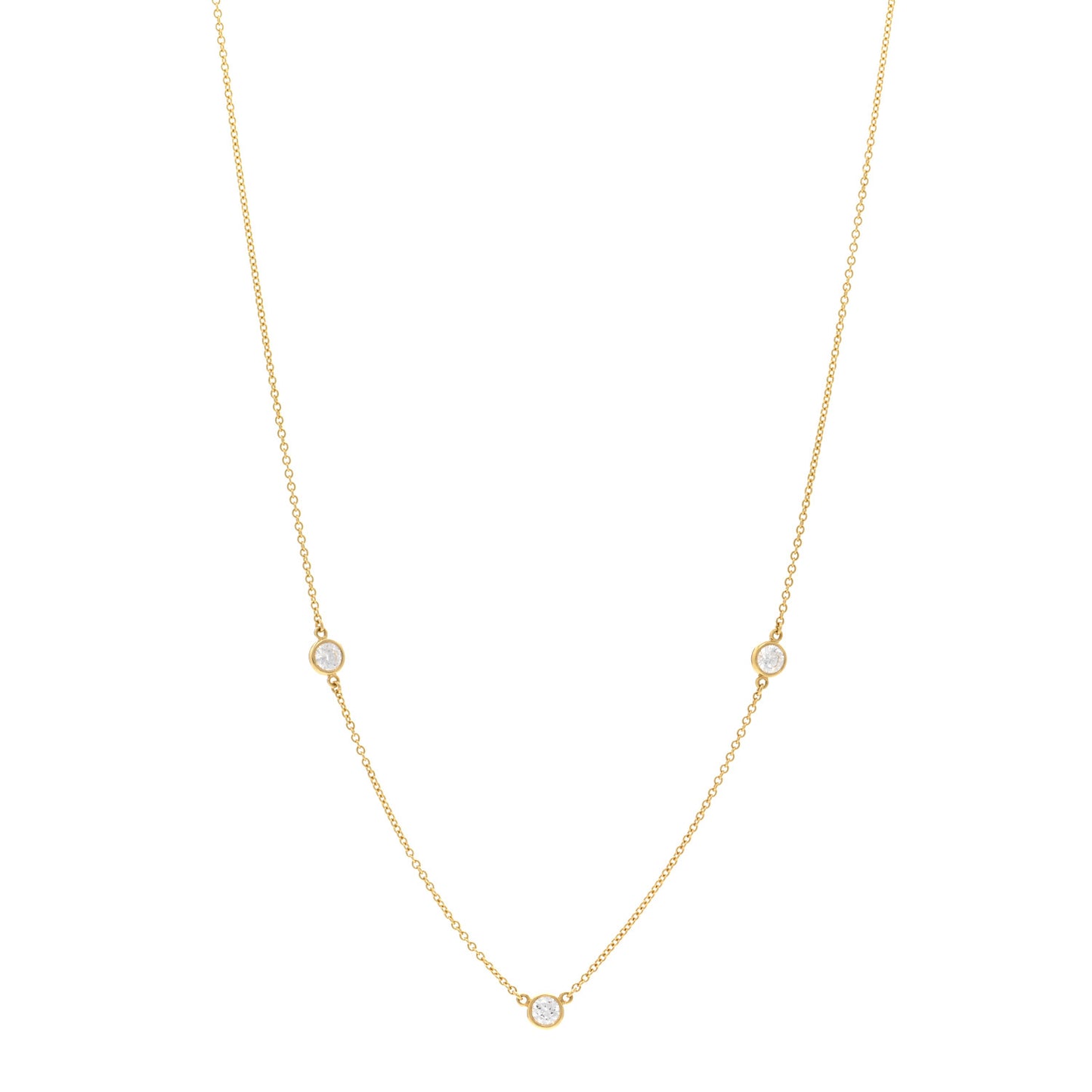 18K Yellow Gold Diamond .42ct Elsa Peretti Diamonds by the Yard 3 Station Necklace