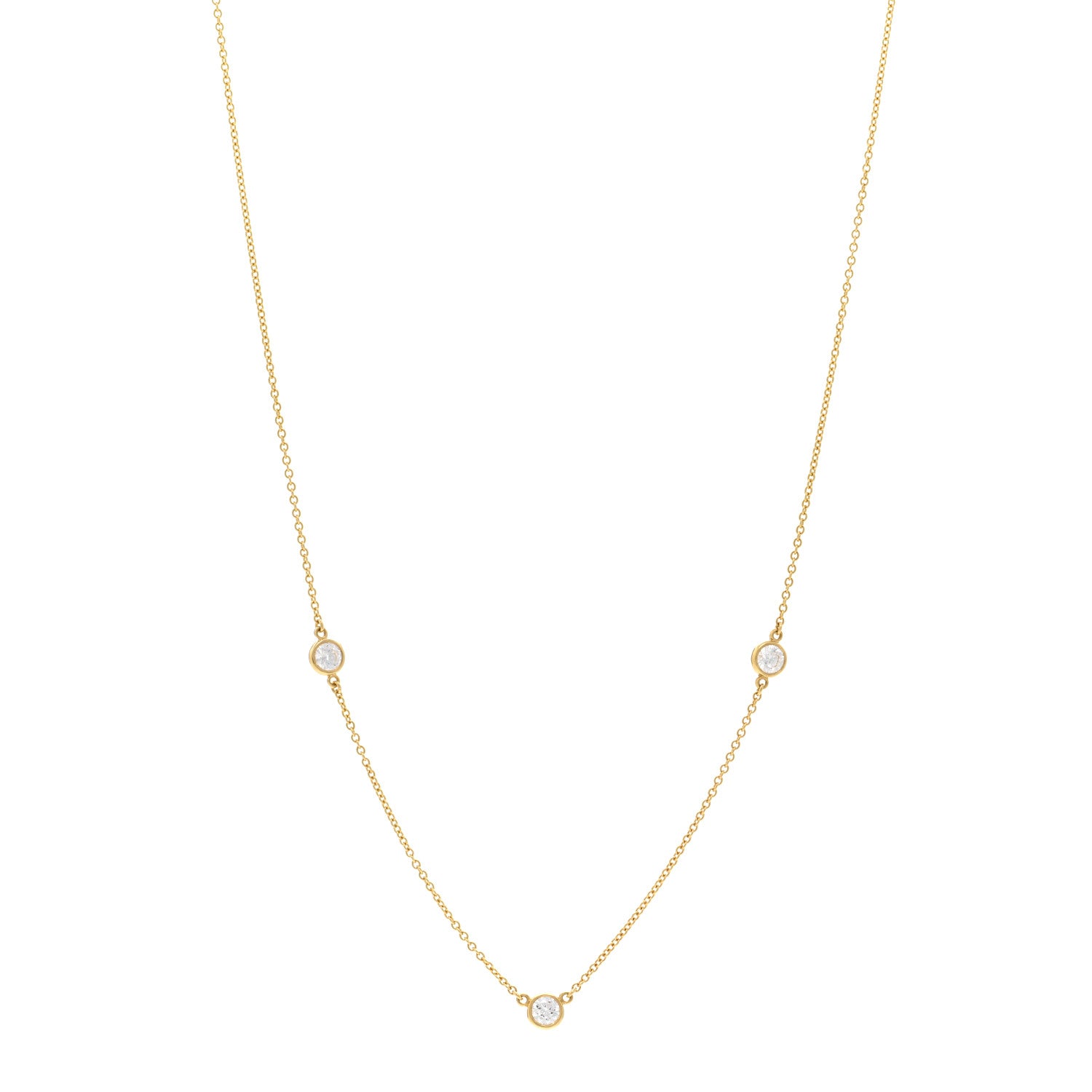 Tiffany 18K Yellow Gold Diamond .42ct Elsa Peretti Diamonds by the Yard 3 Station Necklace 1 of 4