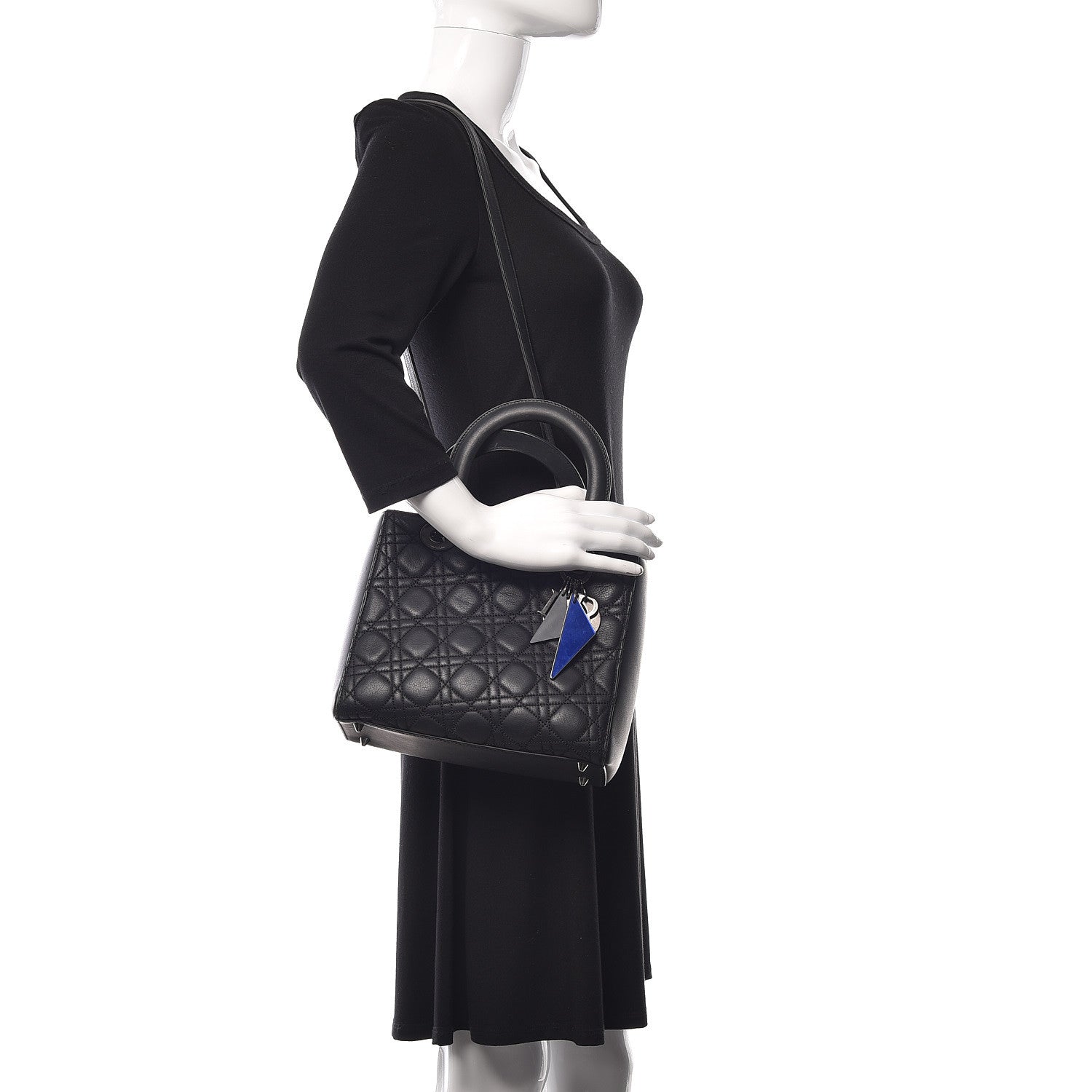 Christian Dior Calfskin Cannage Medium Anselm Reyle Lady Dior Black 2 of 13