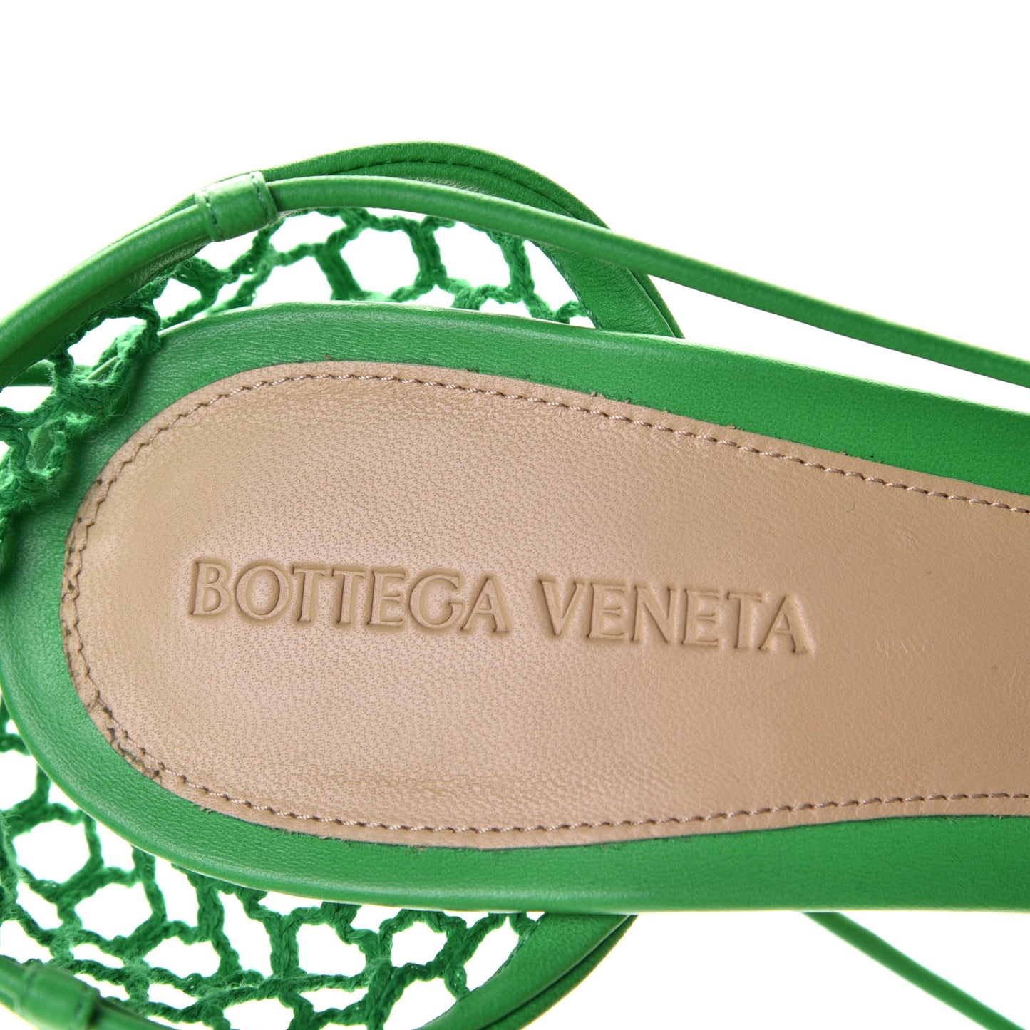 Mesh Nappa Stretch Ankle Tie 90mm Sandals 40.5 Grass