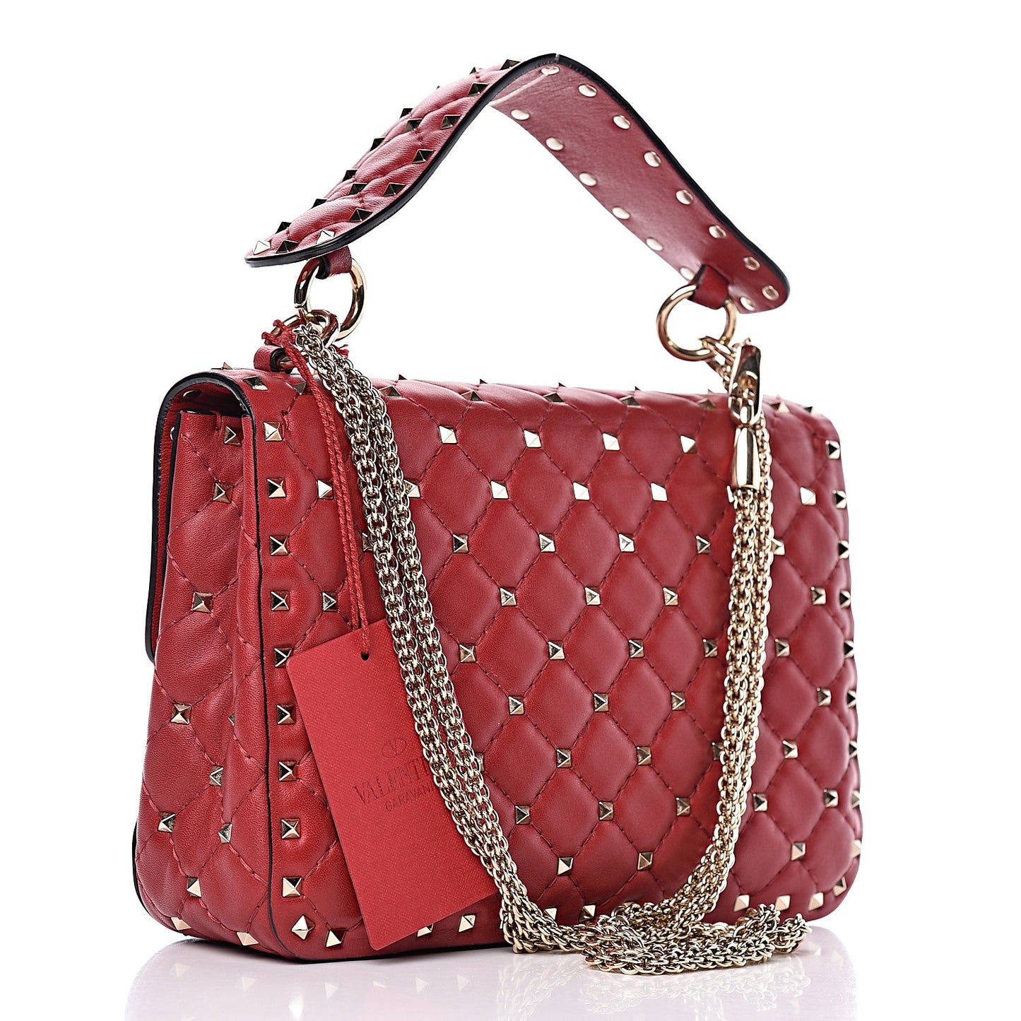 Nappa Medium Rockstud Spike Shoulder Bag Rosso Valentino