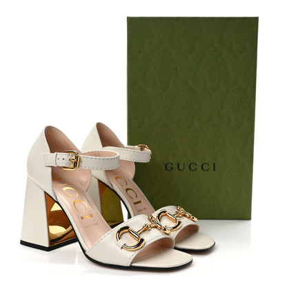 Gucci Nappa Horsebit Cross Strap 95mm Sandals 39 Mystic White 8 of 8