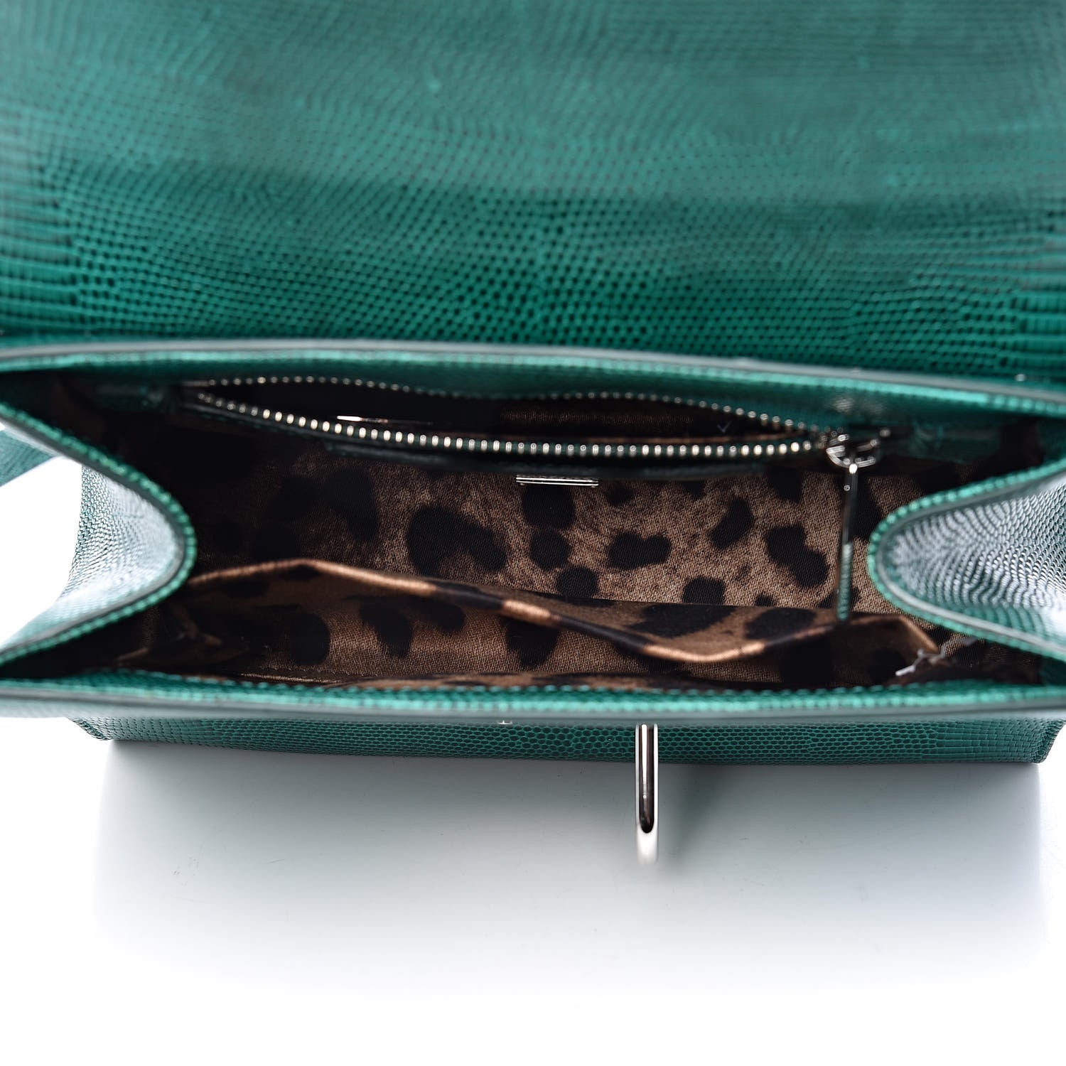 Dolce & Gabbana Lizard Calfskin Embossed Small Monica Top Handle Bag Green 5 of 13