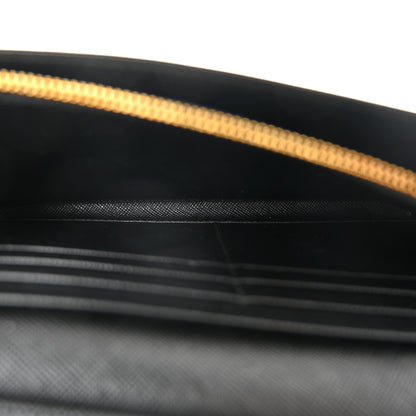 Prada Saffiano Metal Oro Chain Wallet Black 5 of 12