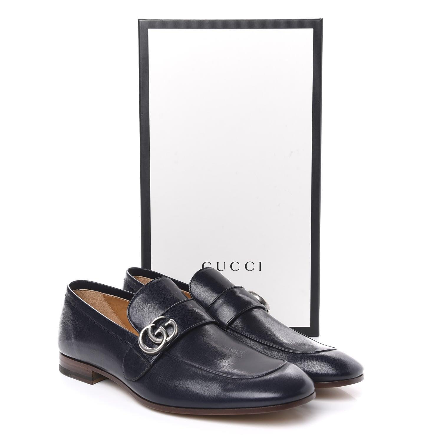 Gucci Goatskin Mens GG Loafers 10 Blue 9 of 9