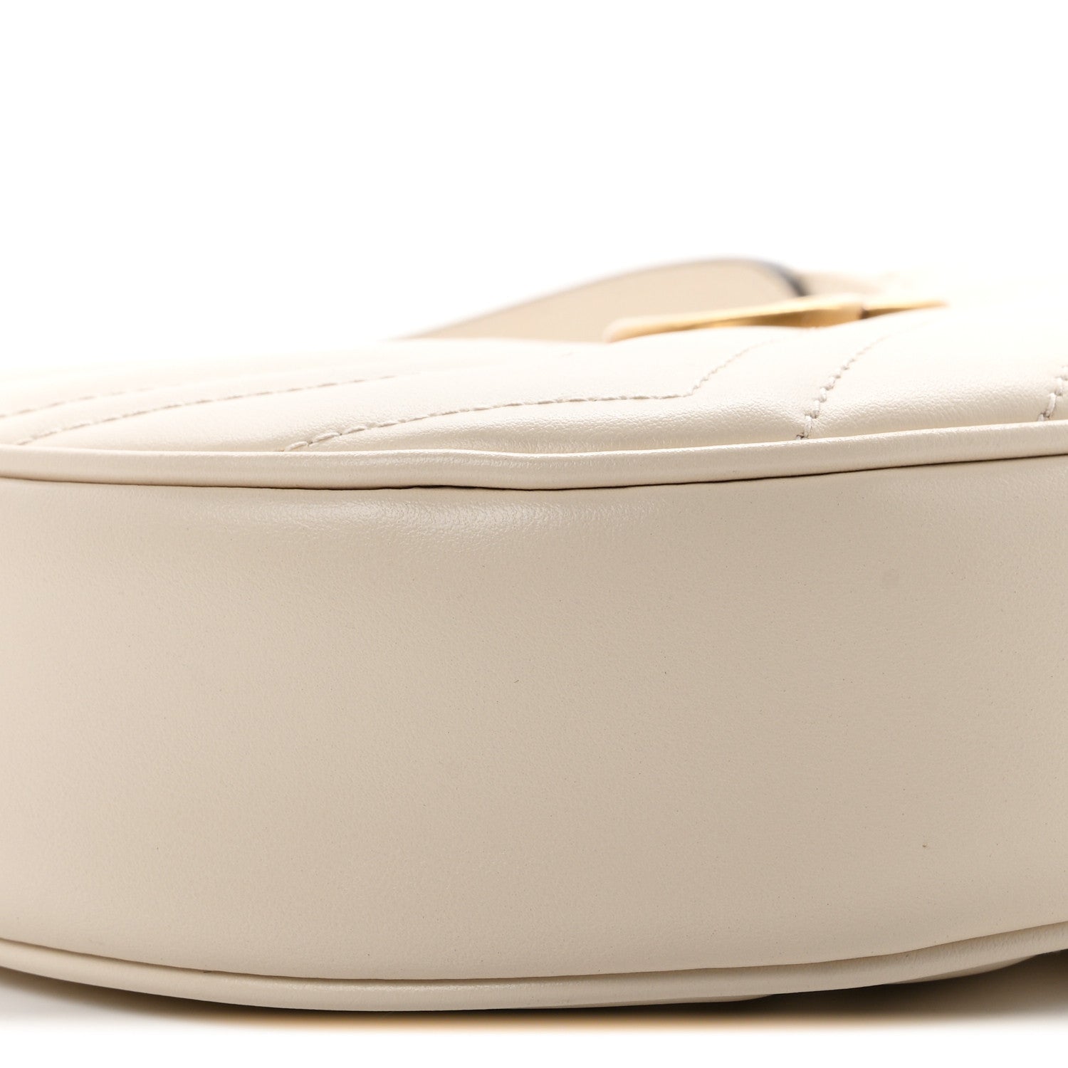Gucci Calfskin Matelasse Chevron Mini GG Marmont Half Moon Hobo Mystic White 8 of 9