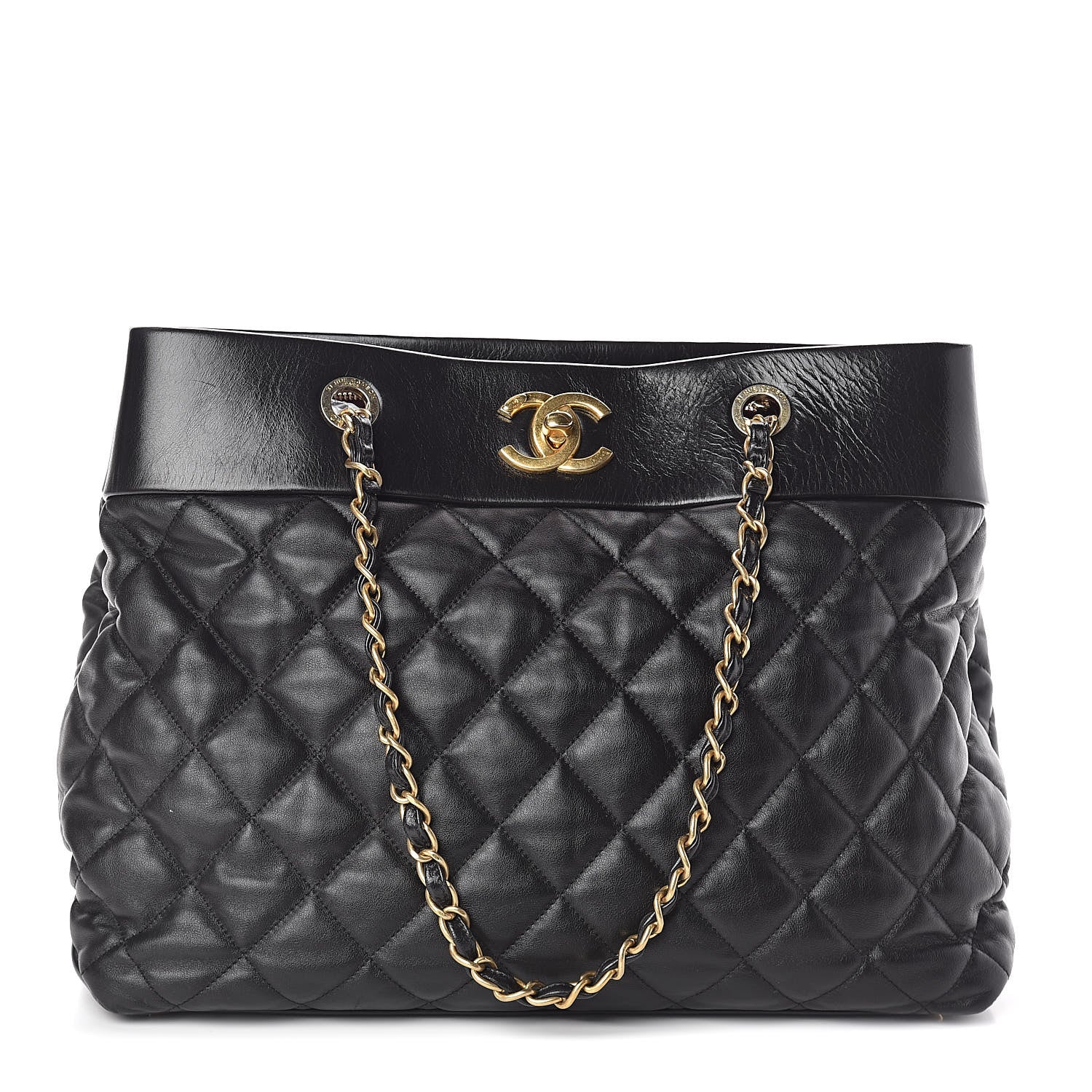 Chanel Calfskin Quilted Large Soft Elegance Tote Black 1 of 11